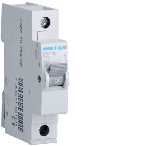 Produtos Disjuntor 1P 10A C 3kA MW110 Hager
