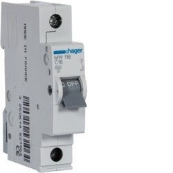 Produtos Disjuntor 1P 16A C 3kA MW116 Hager