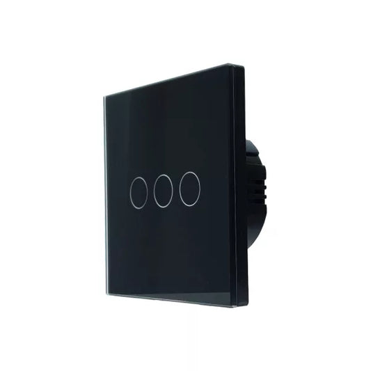 SmartWise T63 UNI Zigbee 3.0 + RF, 3-gang smart parede switch , universial wiring, preto touch painel