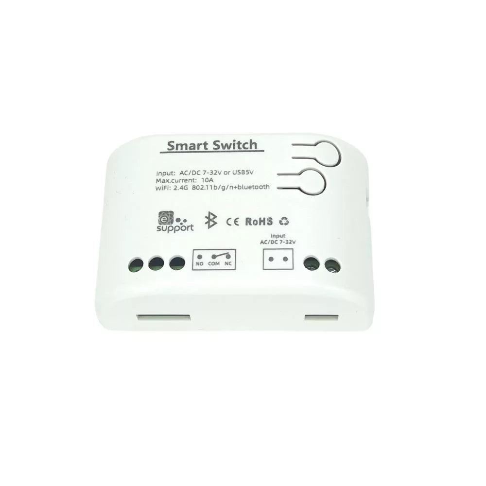 SmartWise 5V-32V Wi-Fi + Bluetooth 1-gang smart relay switch, NO/NC, dry contact, momentary switch, eWeLink compatible