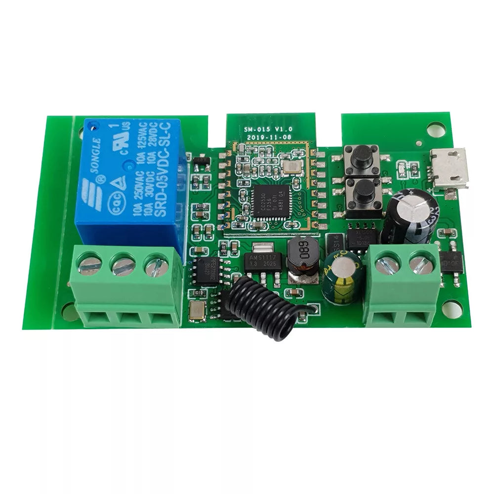 SmartWise 5V-32V 1-gang smart relay switch, com dry contact and momentary switch, Zigbee + RF
