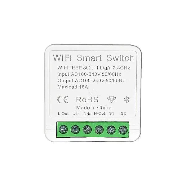 SmartWise Mini BT (WiFi + Bluetooth) eWeLink app compatible smart relay (16A), for wired and wireless parede switches