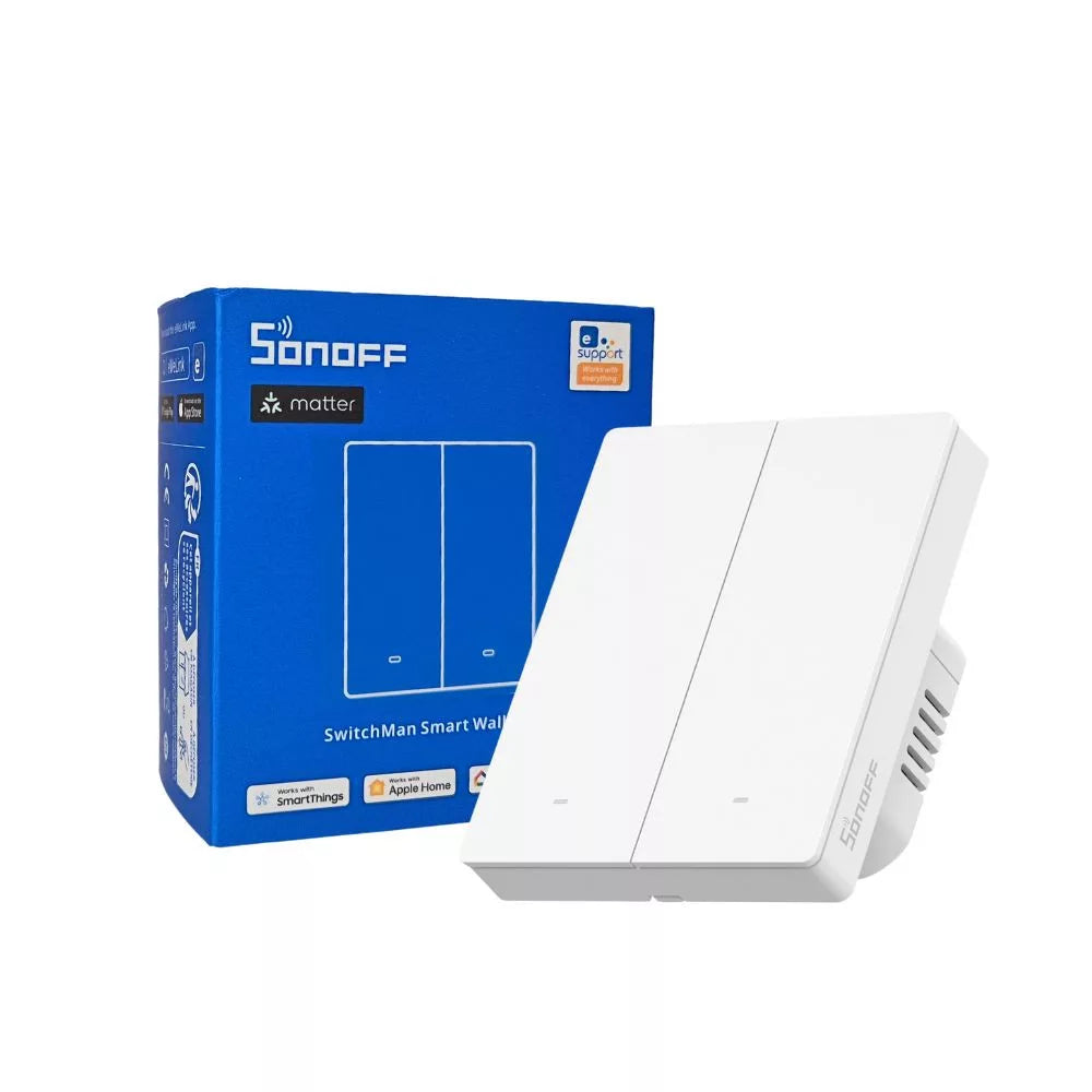 SONOFF SwitchMan M5 Wi-Fi / Matter smart parede switch, 2-gang, modular version, branco (M5-2C-80W)