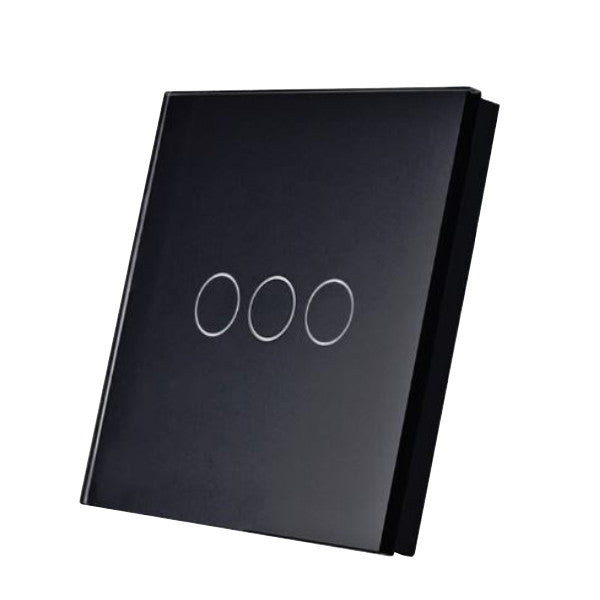 SmartWise parede switch glass touch front painel, preto, 3-button