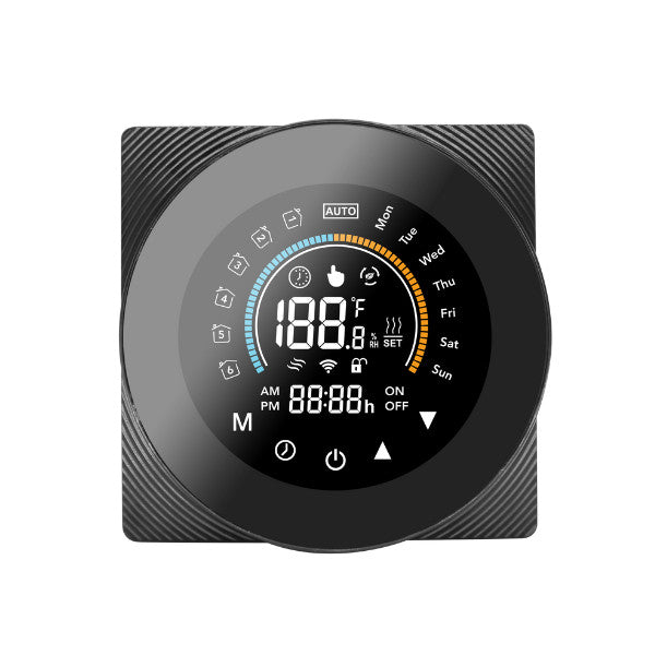SmartWise WiFi smart thermostat, eWeLink app compatible, Type 'A' (5A), preto front painel, colour touch display