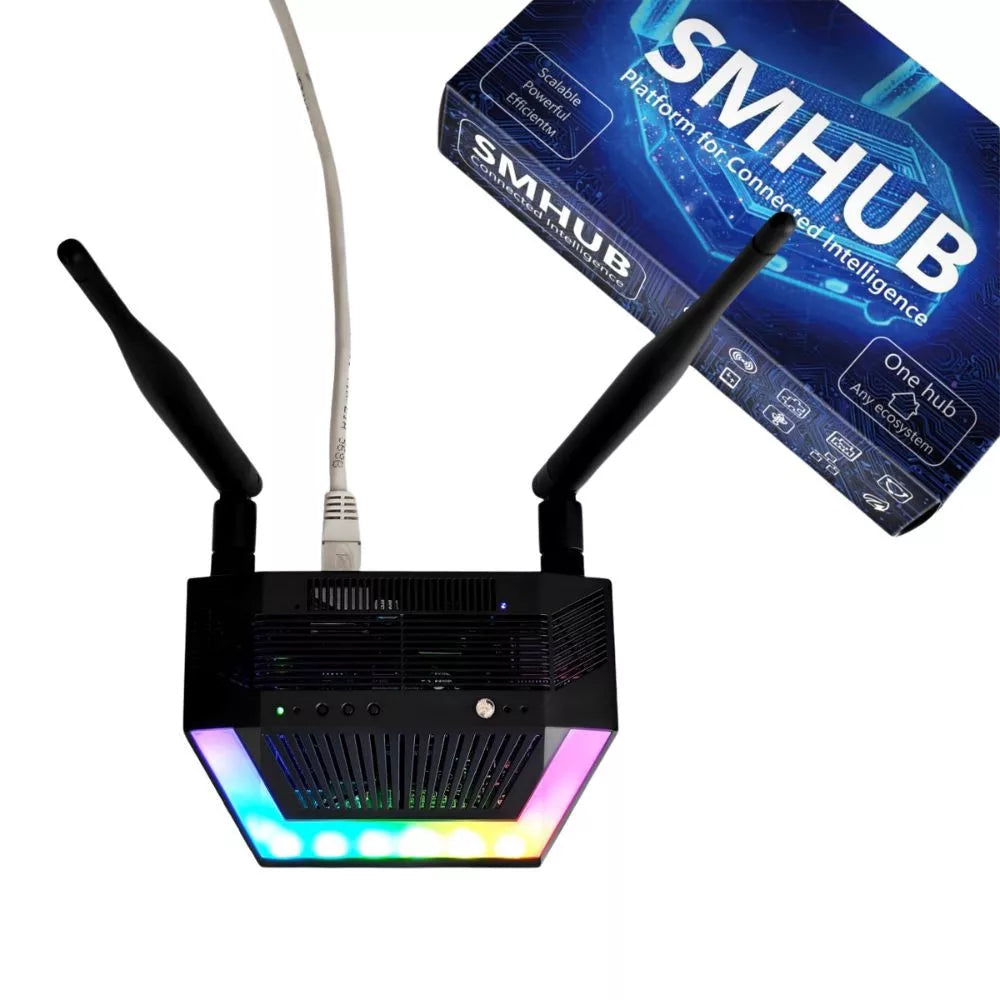 SMLIGHT SMHUB Premium – Multi-Radio Smart Home Hub, Zigbee, Thread, Wi-Fi, Bluetooth, Z-Wave, 4G/LTE, IR, Ethernet, Matter bridge, preto, (P10+MG24)