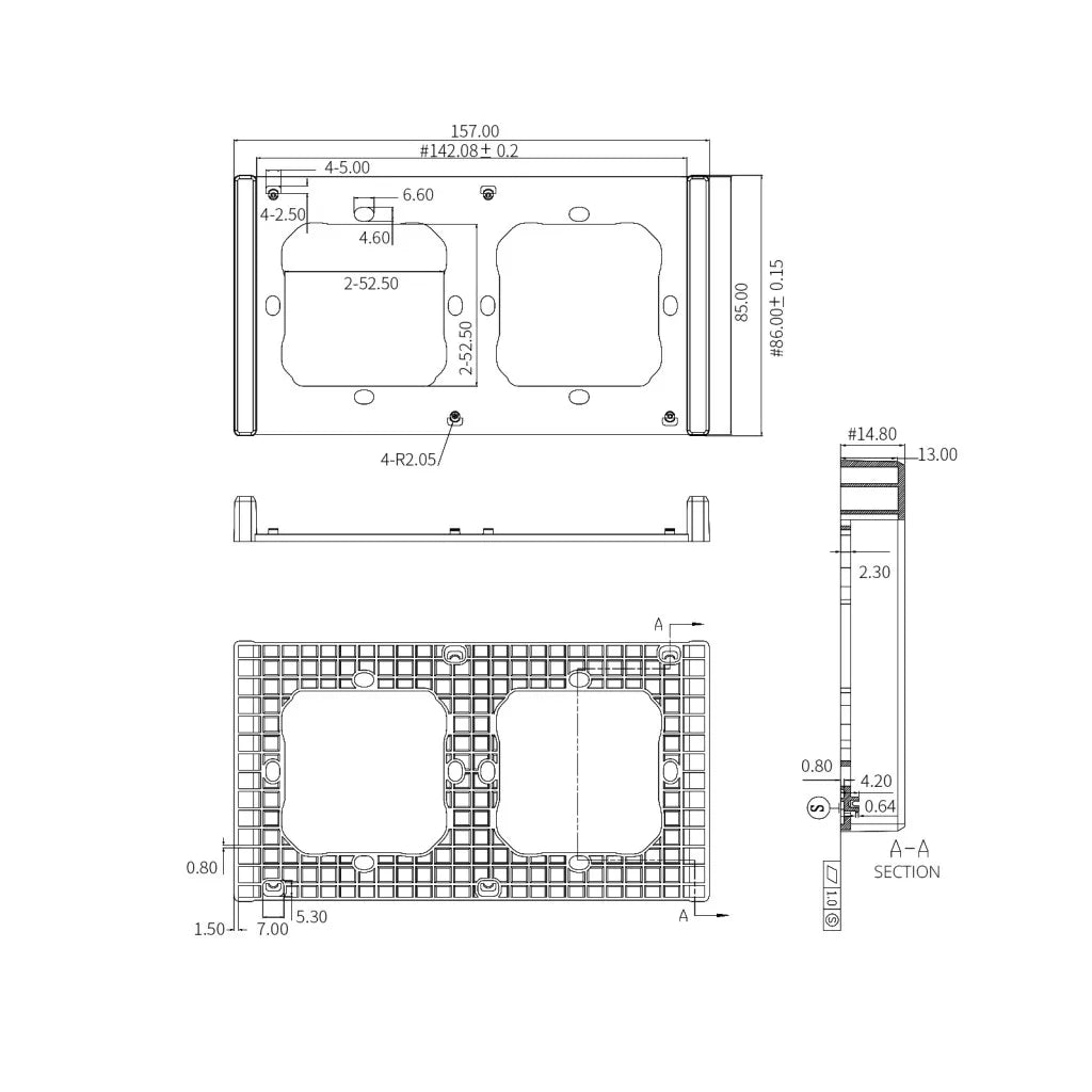 Sonoff 2 gang switch frame for M5-80 (SwitchMan) smart parede switches, branco