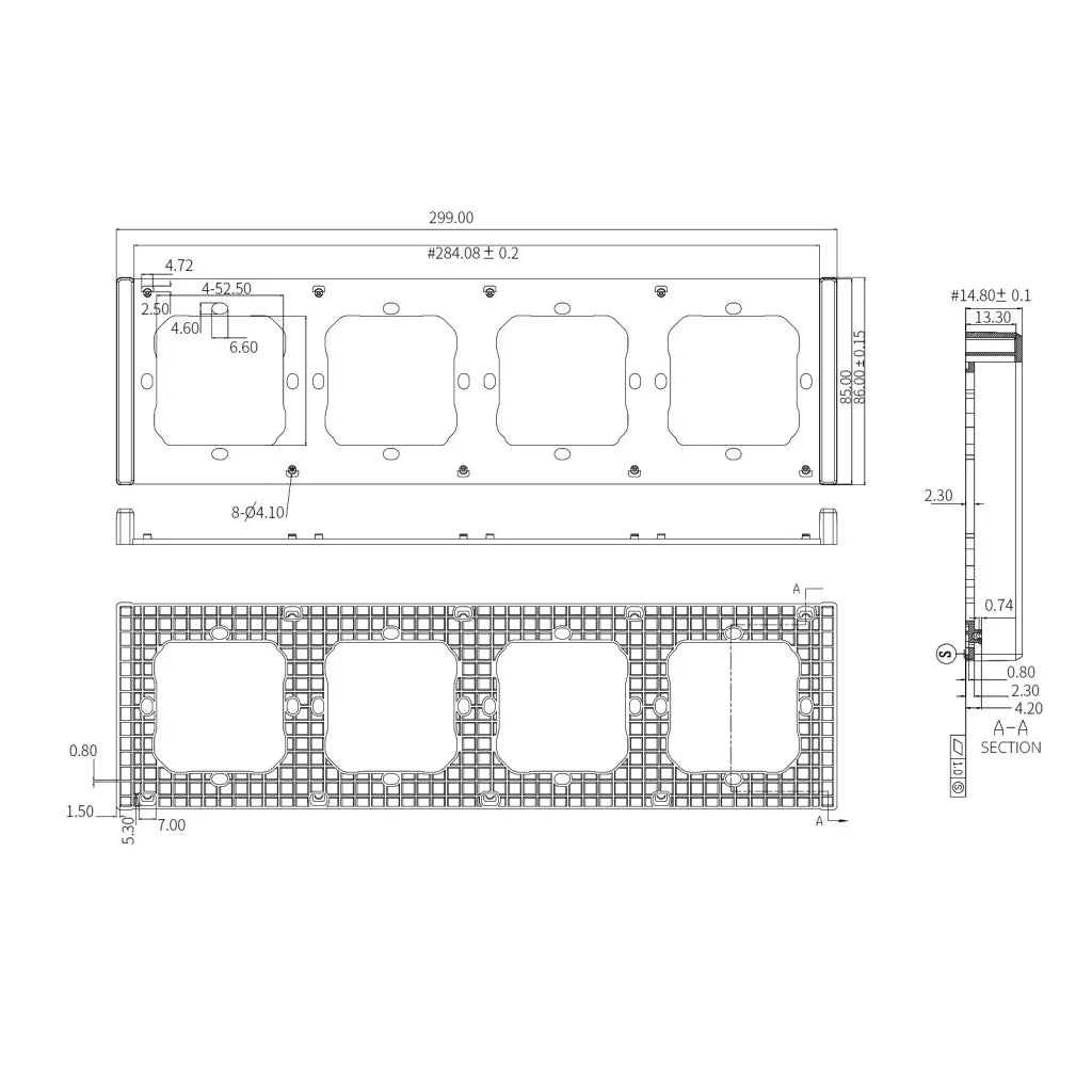 Sonoff 4 gang switch frame for M5-80 (SwitchMan) smart parede switches, branco