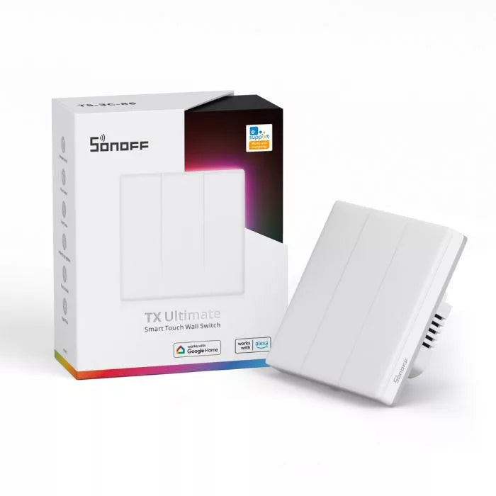 Sonoff TX Ultimate T5 EU 3C 3-gang smart WiFi + eWeLink-Remote (Bluetooth) parede touch light switch