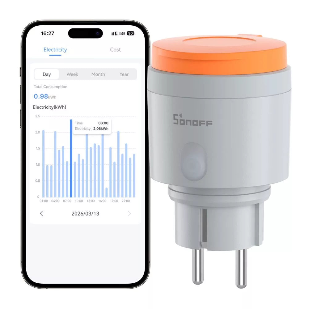 Sonoff S61s Exterior plug – Exterior smart plug com energy monitoring, Wi-Fi, Matter (S61STPF-PM-O)