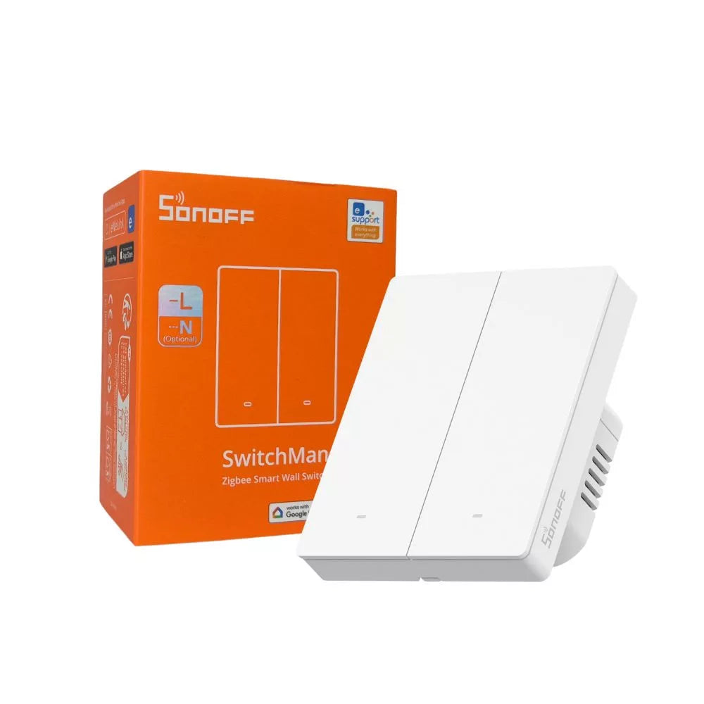 SONOFF SwitchMan M5 Zigbee smart parede switch, 2-gang, modular version, branco (ZBM5-2C-80W)