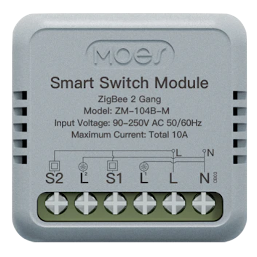 Módulo para Luz Zigbee MOES Mini - com 1 ou 2 saídas
