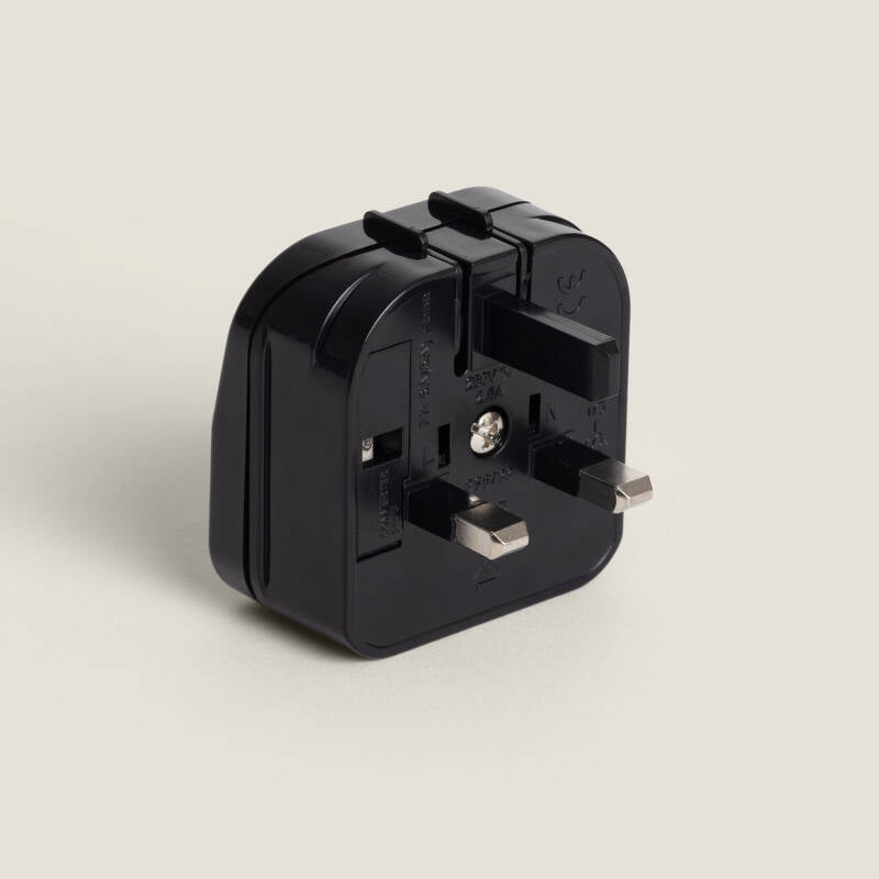 Adaptador de Ficha Tipo C (EU) Cabeça Plana com Cabo Reto a Ficha Tipo G (UK)