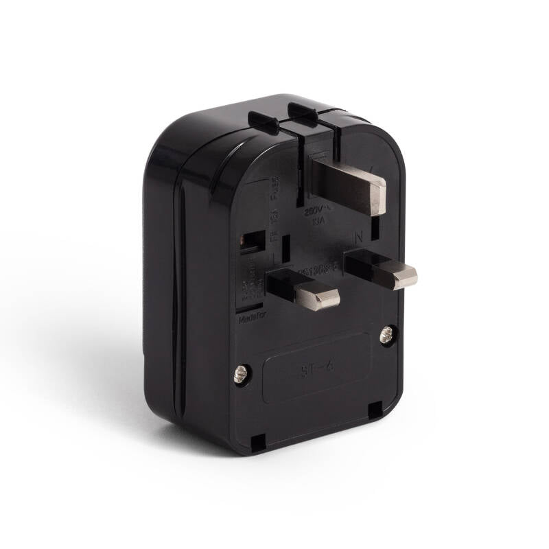 Adaptador de Ficha Tipo F (EU) Cabeça Larga com Cabo Baixo para Ficha Tipo G (UK)