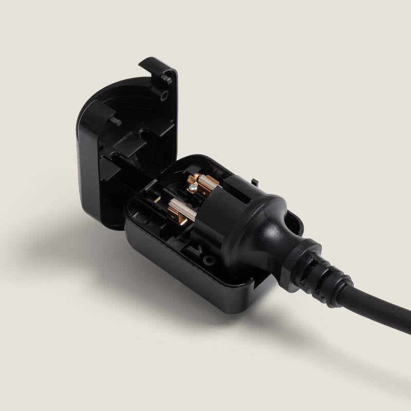 Adaptador de Ficha Tipo F (EU) Cabeça Larga com Cabo Baixo para Ficha Tipo G (UK)