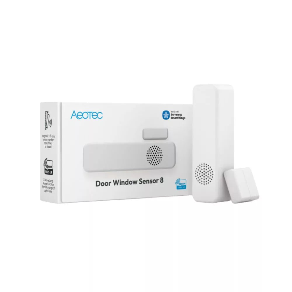 Aeotec Door Window Sensor 8 – Opening, tilt, temperature and humidity sensor, Z‑Wave, branco (ZWA055-C)
