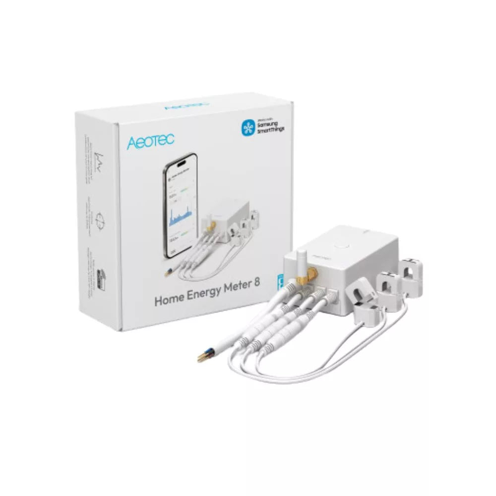 Aeotec Home Energy Meter 8 – Energy meter, three‑phase, com 3 x 60A current transformers, Z‑Wave 800 (ZWA046C3A60)