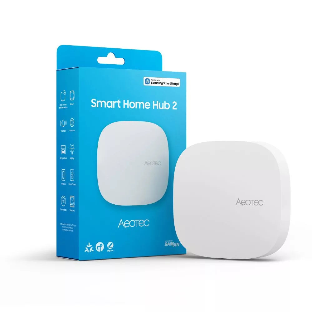 Aeotec Smart Home Hub 2, a SmartThings hub com Zigbee, Thread, Ethernet, Wi-Fi and Bluetooth