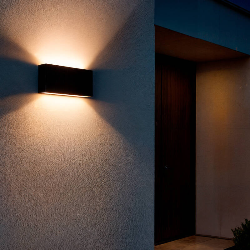 Aplique de Parede Exterior LED 12W CCT, Iluminação Dupla Face, Alumínio, Retangular, Luming II