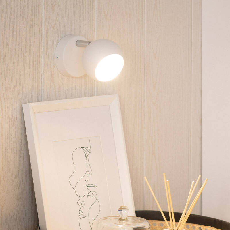 Candeeiro de Parede Orientável em Metal com 1 Foco Branco Ates