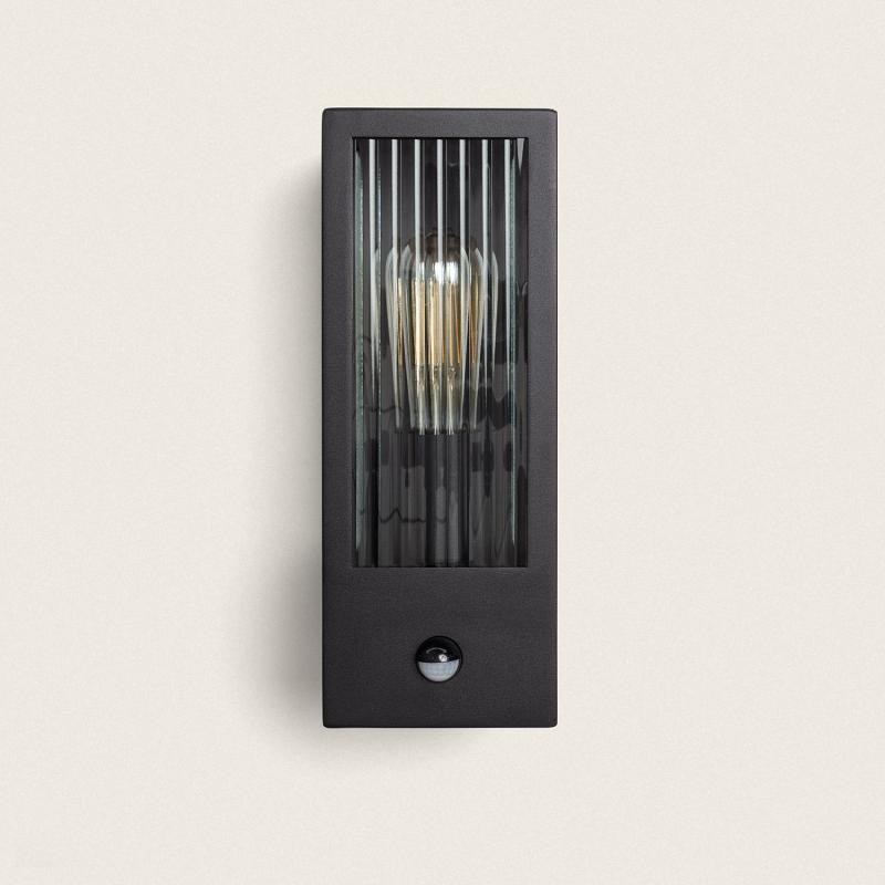 Aplique de Parede Exterior Aço Inoxidável e Vidro Texturizado com Detector de Movimento Gakom