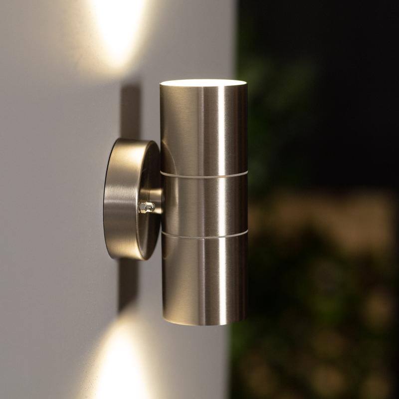 Aplique de Parede Exterior Aço Inoxidável Iluminação Dupla Satin