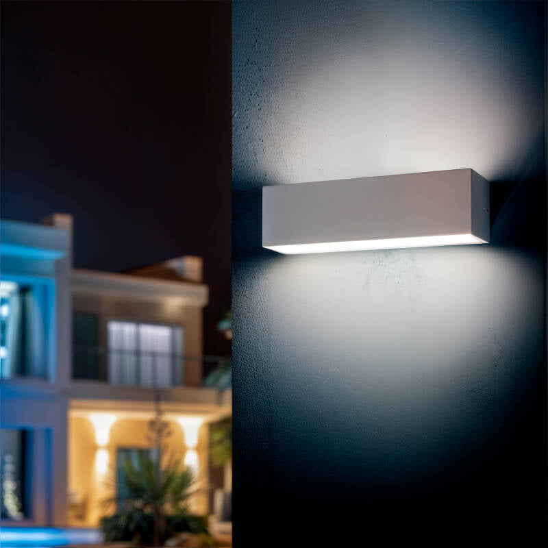 Aplique de Parede Exterior LED 10W em Alumínio, Iluminação Dupla Face, Retangular, Branco Lena