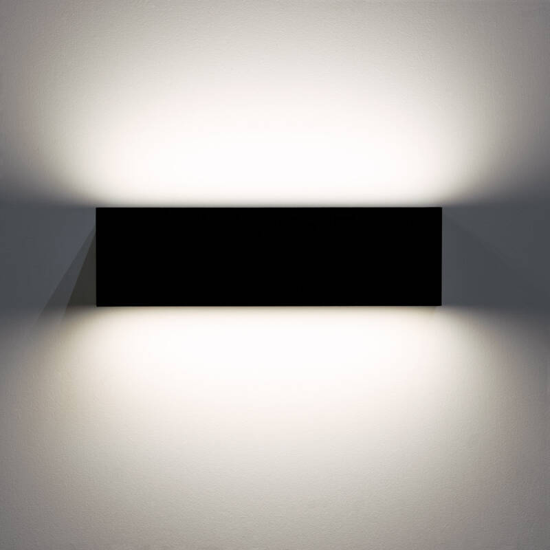 Aplique de Parede Exterior LED 10W em Alumínio, Iluminação Dupla Face, Retangular, Preto, Lena