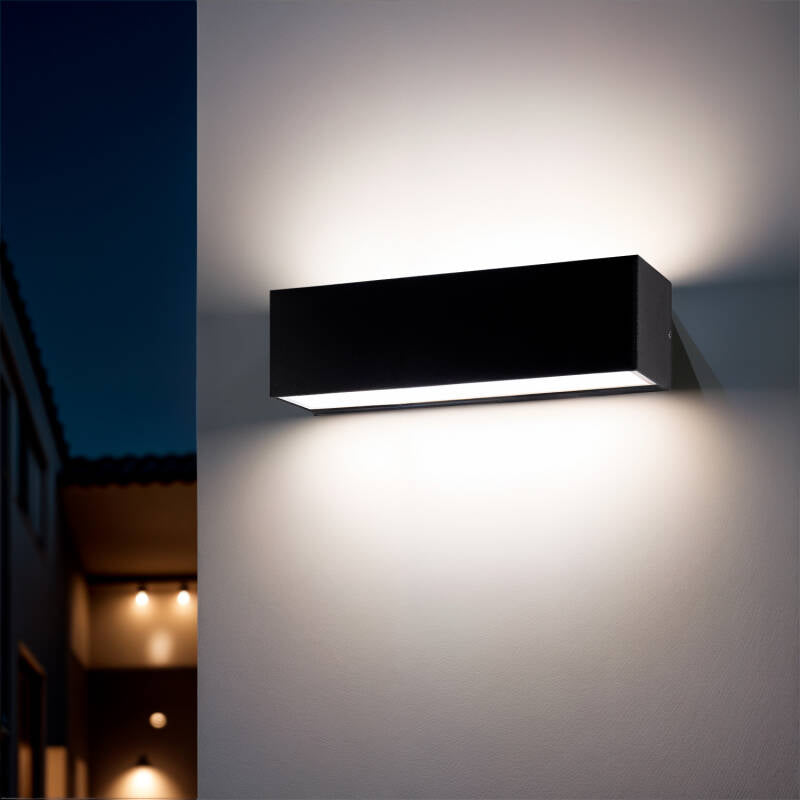 Aplique de Parede Exterior LED 10W em Alumínio, Iluminação Dupla Face, Retangular, Preto, Lena
