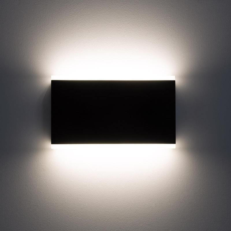 Aplique de Parede Exterior LED 10W em Alumínio, Iluminação Dupla Face, Retangular, Preto, Hera