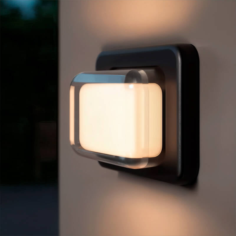 Aplique de Parede Exterior LED 10W, Iluminação Retangular, Alumínio Preto, Gulpos