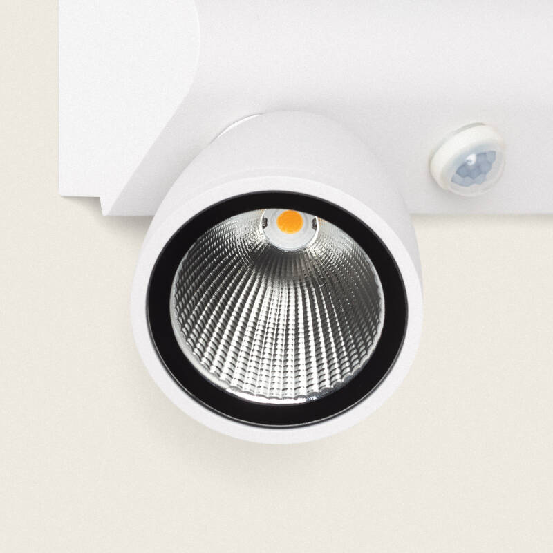Aplique de Parede Exterior LED 12W Alumínio com Detector de Movimento PIR Abel Large Dois Focos