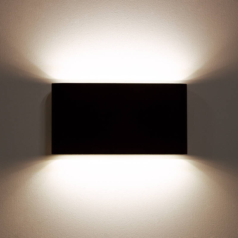 Aplique de Parede Exterior LED 12W Iluminação Dupla Retangular Preto Luming
