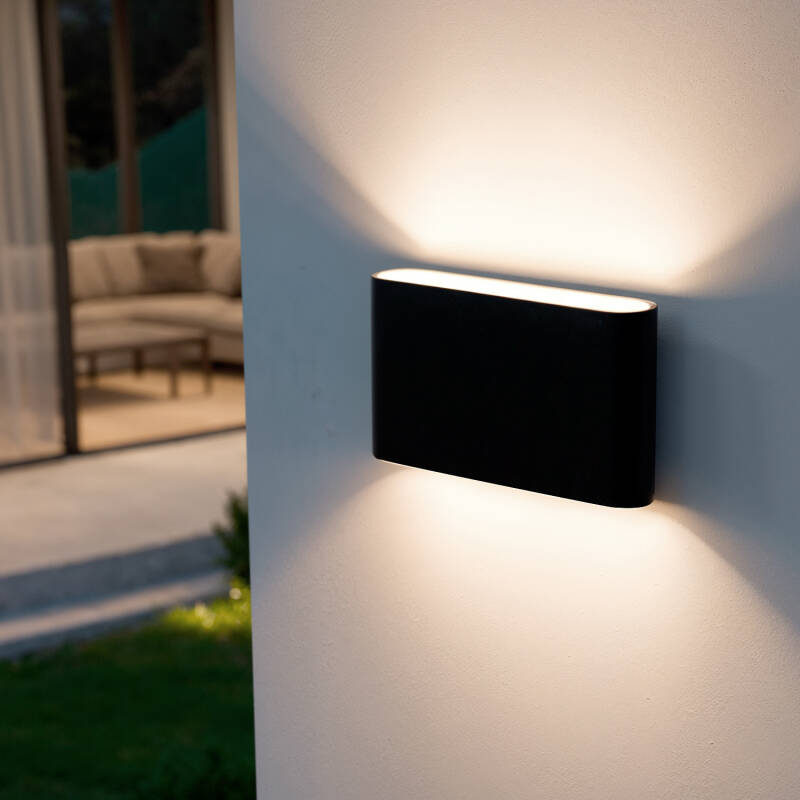 Aplique de Parede Exterior LED 12W Iluminação Dupla Retangular Preto Luming