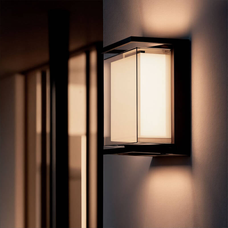 Aplique de Parede Exterior LED 18W em Alumínio, Iluminação Quadrada Preta Rale
