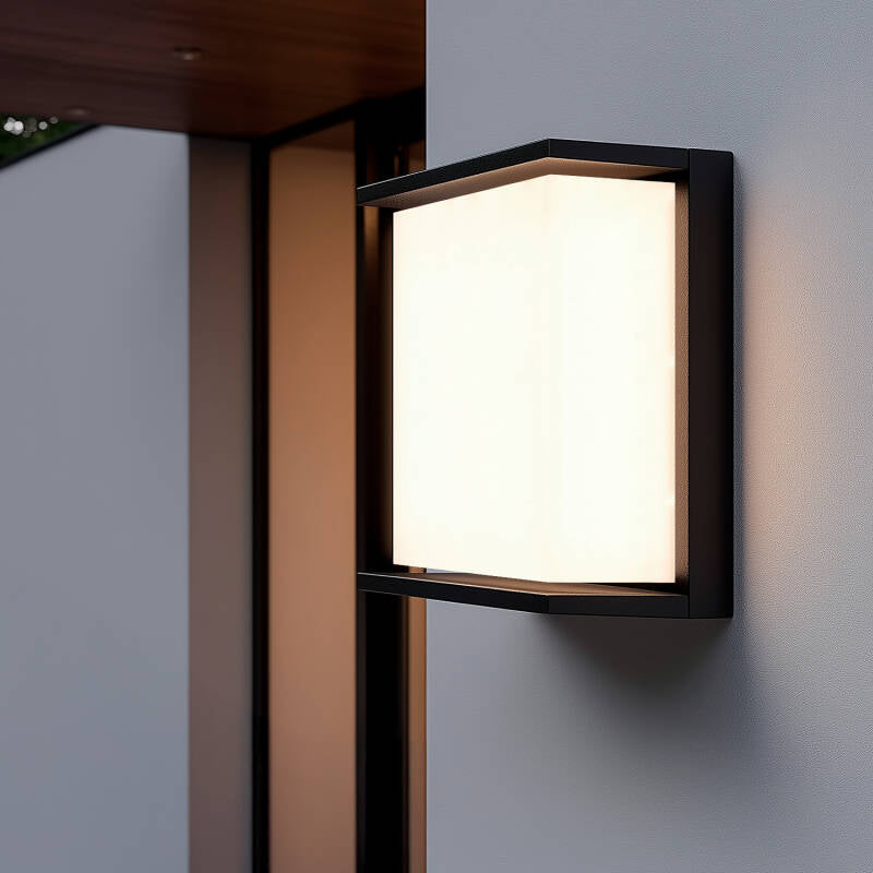 Aplique de Parede Exterior LED 18W em Alumínio, Iluminação Quadrada Preta, Rimen IP65