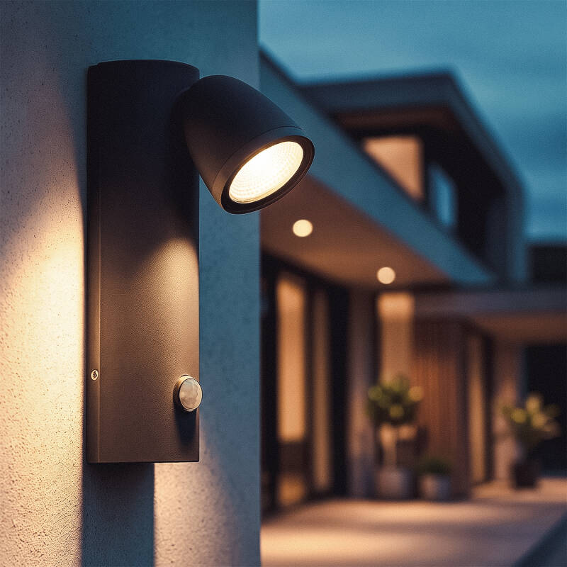 Aplique de Parede Exterior LED 6W Alumínio com Detector de Movimento Abel