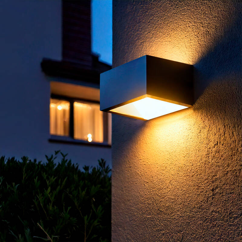 Aplique de Parede Exterior LED 9W Alumínio Iluminação Dupla Cara CCT Seleccionável Sselecionável Sheffield
