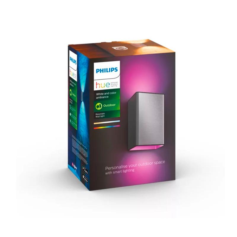 Aplique de Parede Exterior LED White Color 2x8W PHILIPS Hue Resonate Inox