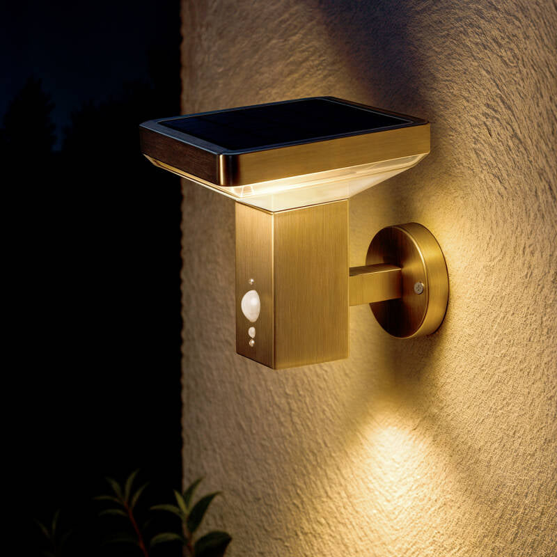 Aplique de Parede Exterior Solar LED 5W Alumínio com Sensor de Movimento Barton Square