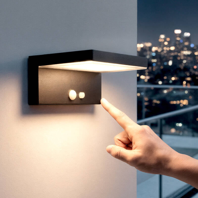 Aplique de Parede Exterior Solar LED 5W Alumínio com Sensor de Movimento Bran