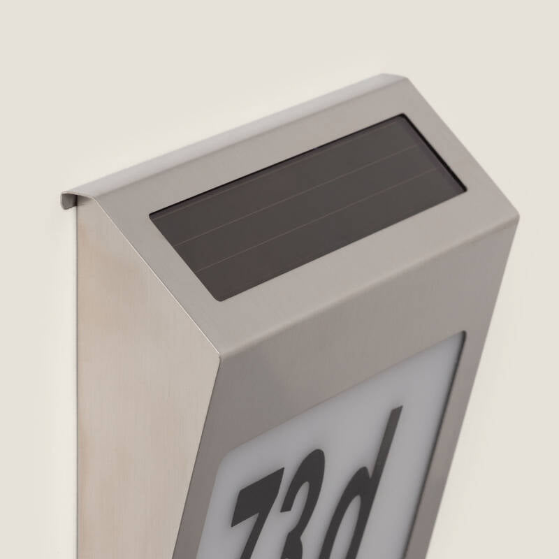 Aplique de Parede Exterior Solar LED de Metal para Numeração Residencial Barua