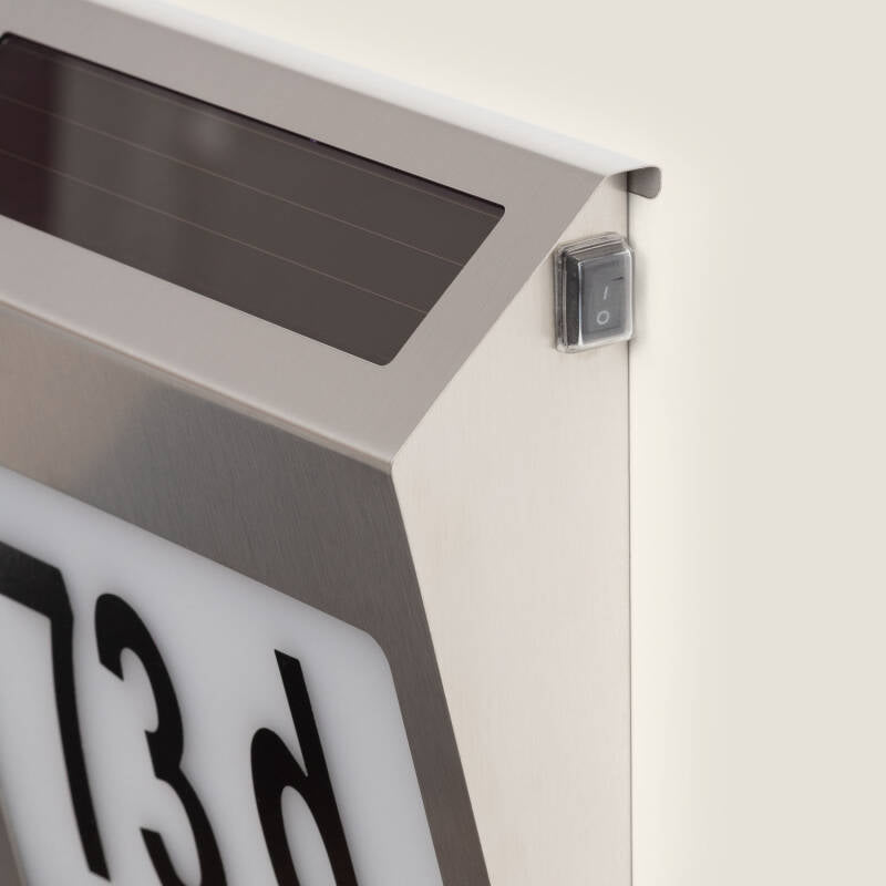 Aplique de Parede Exterior Solar LED de Metal para Numeração Residencial Barua