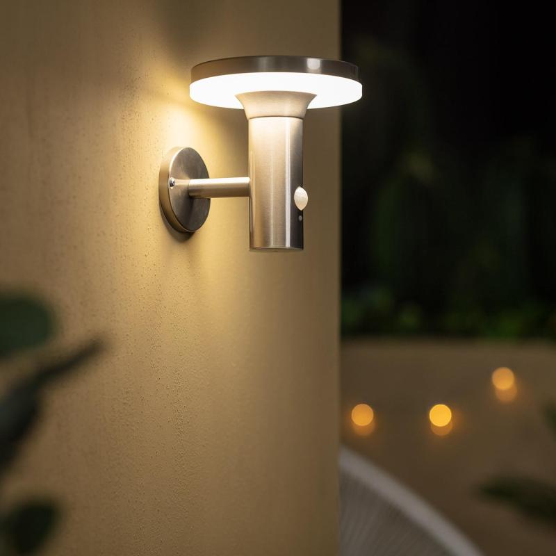 Aplique de Parede Exterior LED Solar Helios em Aço Inoxidável com Detetor de Movimento PIR