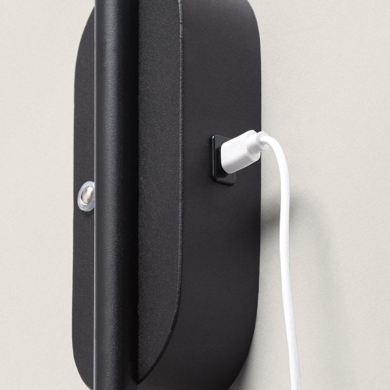 Aplique de Parede LED 3W com Bateria USB Recarregável Metal Aura