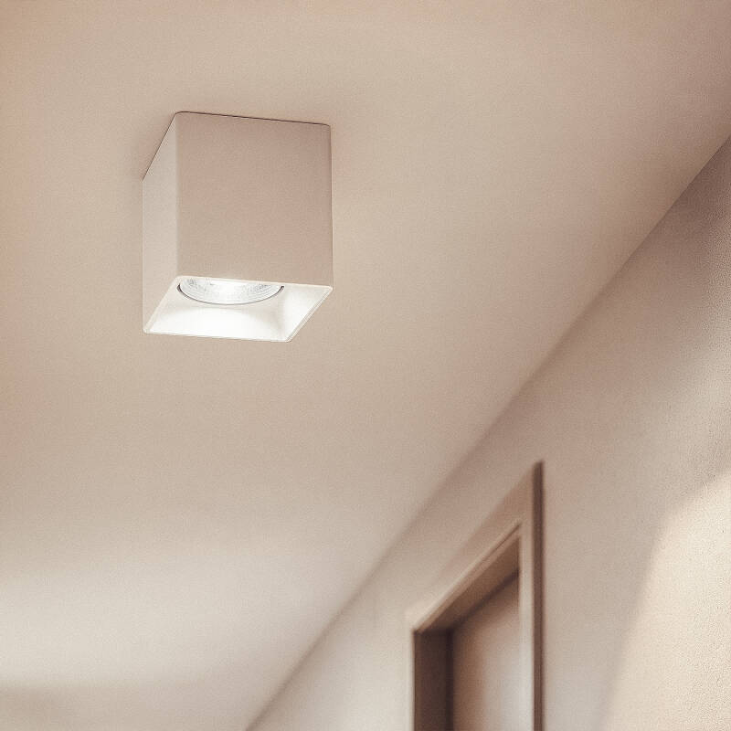 Aplique de Teto Quadrado Branco com Lâmpada GU10 Space