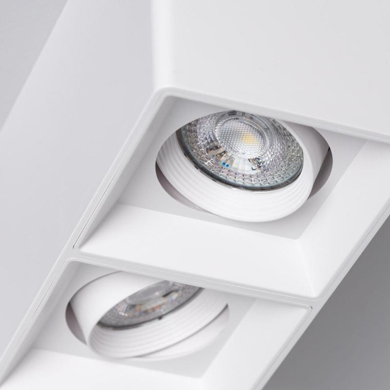 Aplique de Teto Quadrado Duplo Branco com Lâmpada GU10 Space