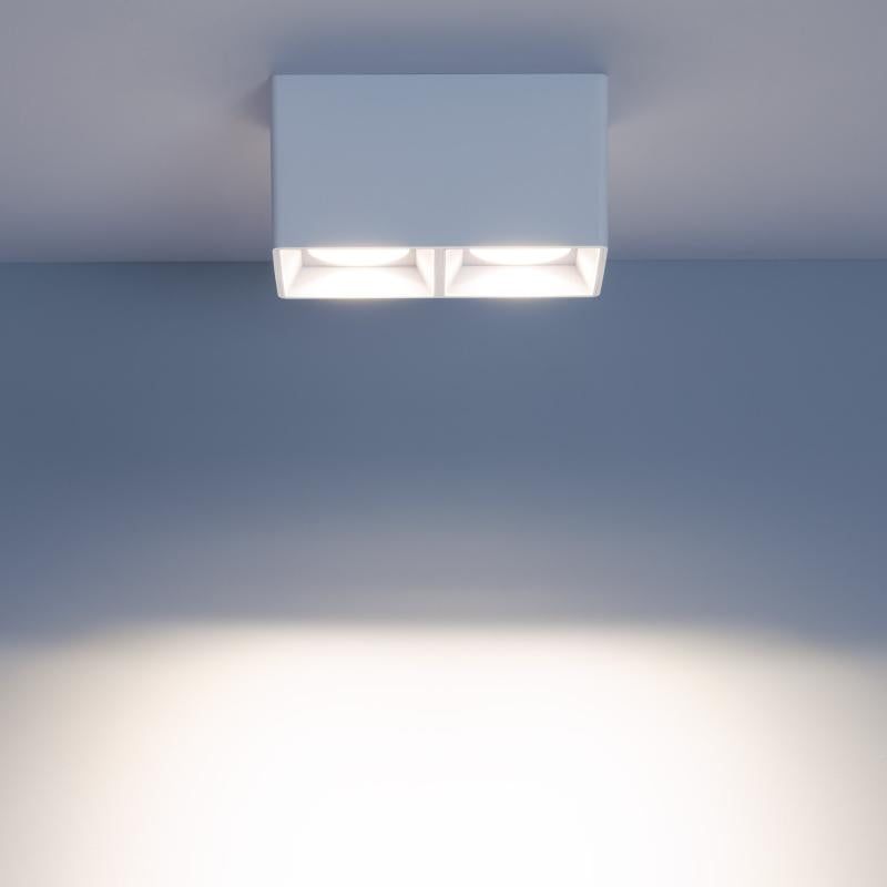 Aplique de Teto Quadrado Duplo Branco com Lâmpada GU10 Space