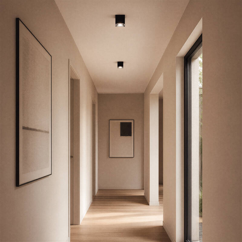 Aplique de Teto Quadrado Preto com Lâmpada GU10 Space