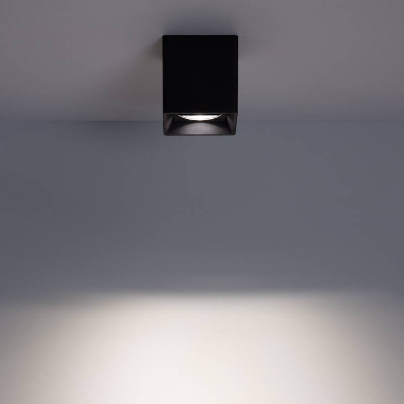 Aplique de Teto Quadrado Preto com Lâmpada GU10 Space